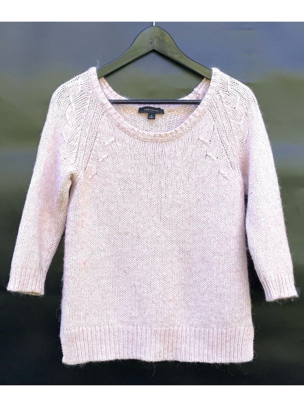 Ann Taylor Alpaca Wool Blend Sweater Size S Light Pink 3/4 Sleeve